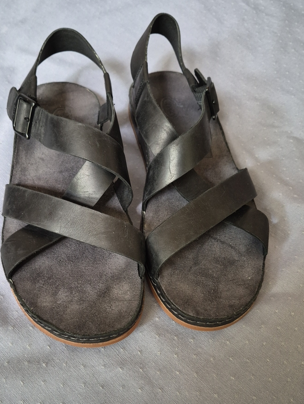 Chaco Women's 9 Black Wayfarer Crisscross Leather Sandals Coastal Gorpcore